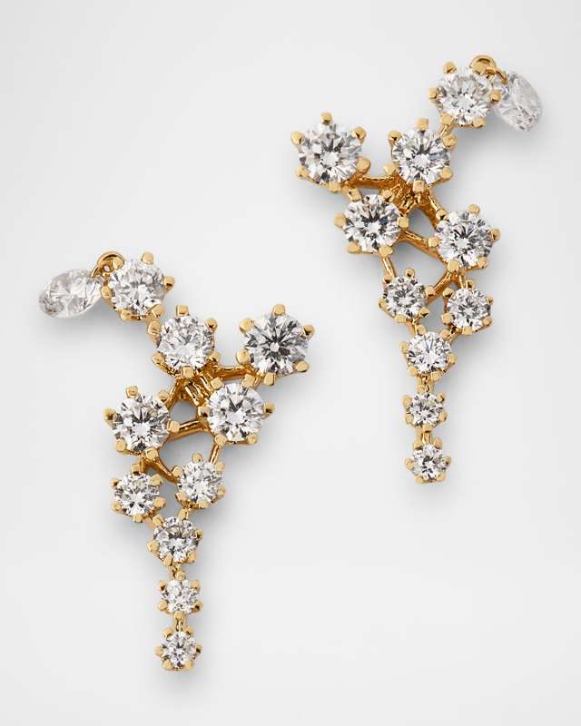 18K Yellow Gold Floating Diamond Ear Climbers